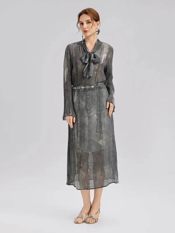 Faux Denim Washed Tie Blouse sold by Rich Radi Q's