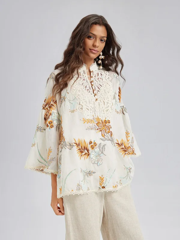 Artistic Floral Embroidered Lace Top sold by Rich Radi Q's