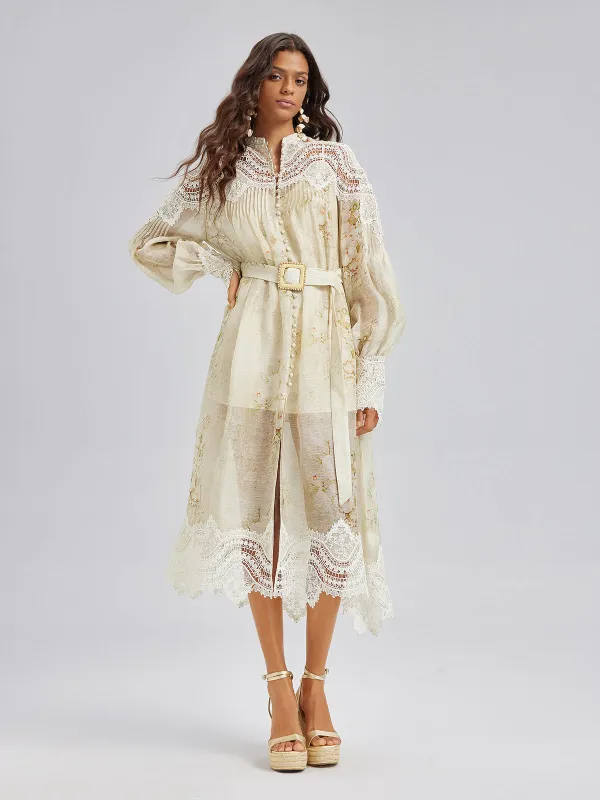 Silk-Linen Floral Lace Dress made by Rich Radi Q's