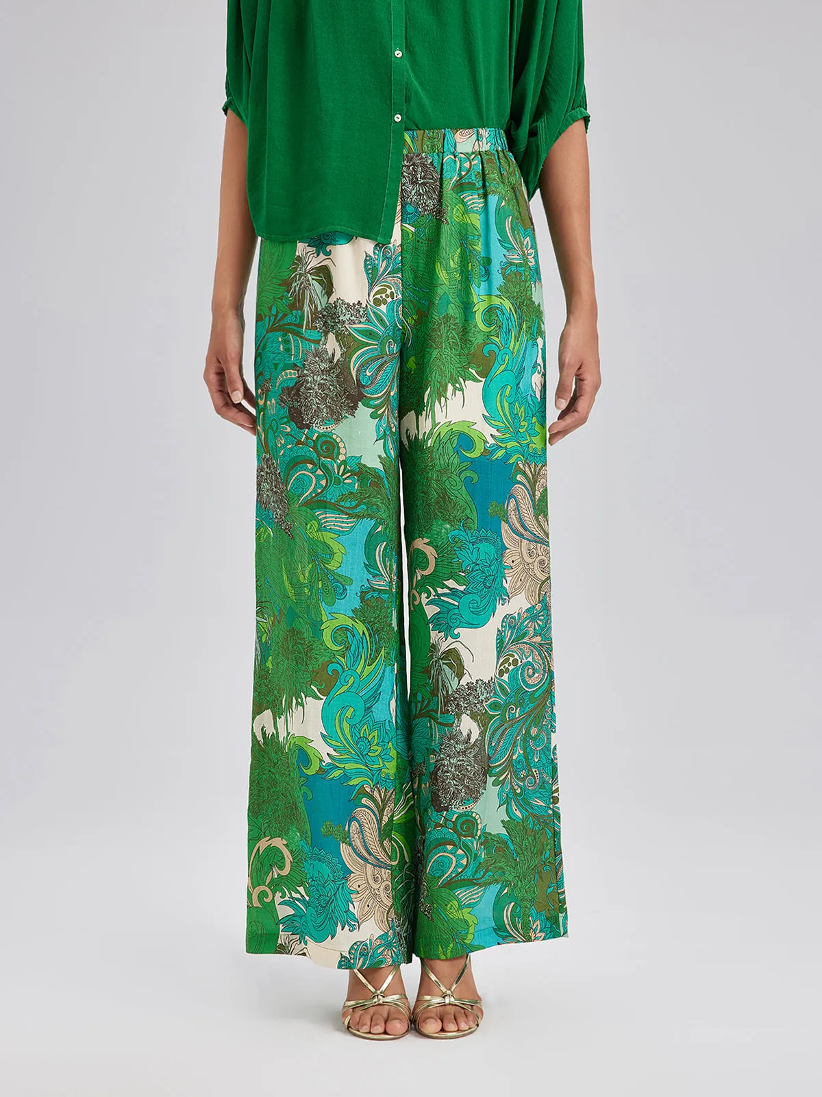 Elastic Waist Floral Printed Ramie Pants sold by Rich Radi Q's product image thumbnail 2