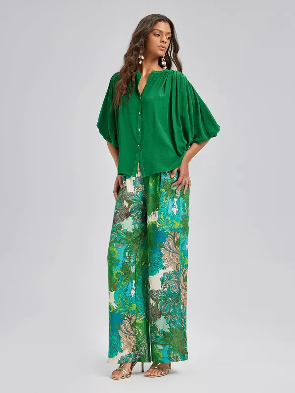 Elastic Waist Floral Printed Ramie Pants sold by Rich Radi Q's