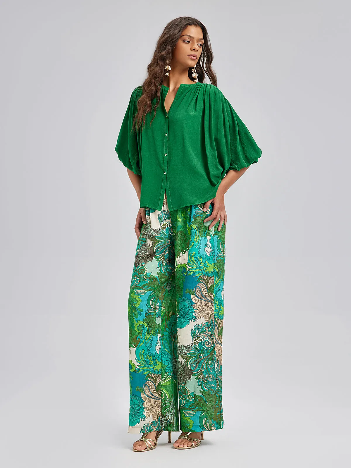 Elastic Waist Floral Printed Ramie Pants sold by Rich Radi Q's