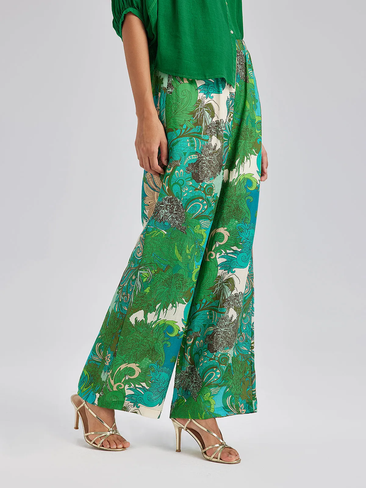 Elastic Waist Floral Printed Ramie Pants sold by Rich Radi Q's product image thumbnail 3