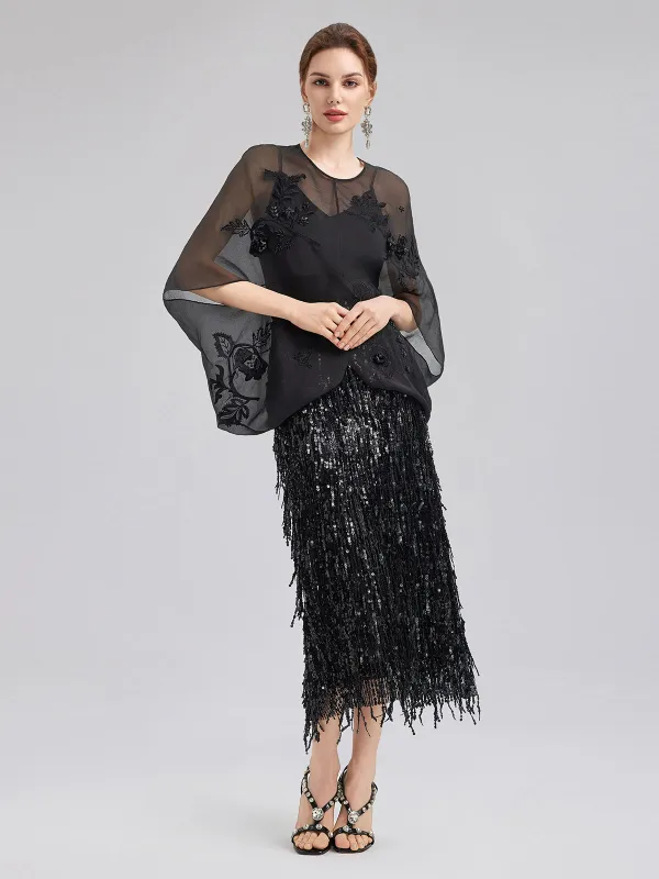 Luxe Sensual Sheer Silk Embroidered Blouse sold by Rich Radi Q's