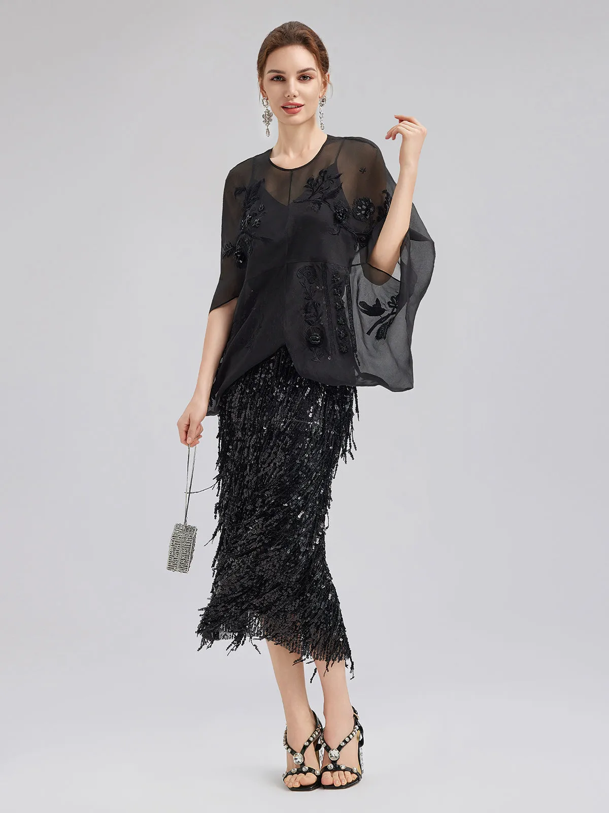 Luxe Sensual Sheer Silk Embroidered Blouse sold by Rich Radi Q's product image thumbnail 2