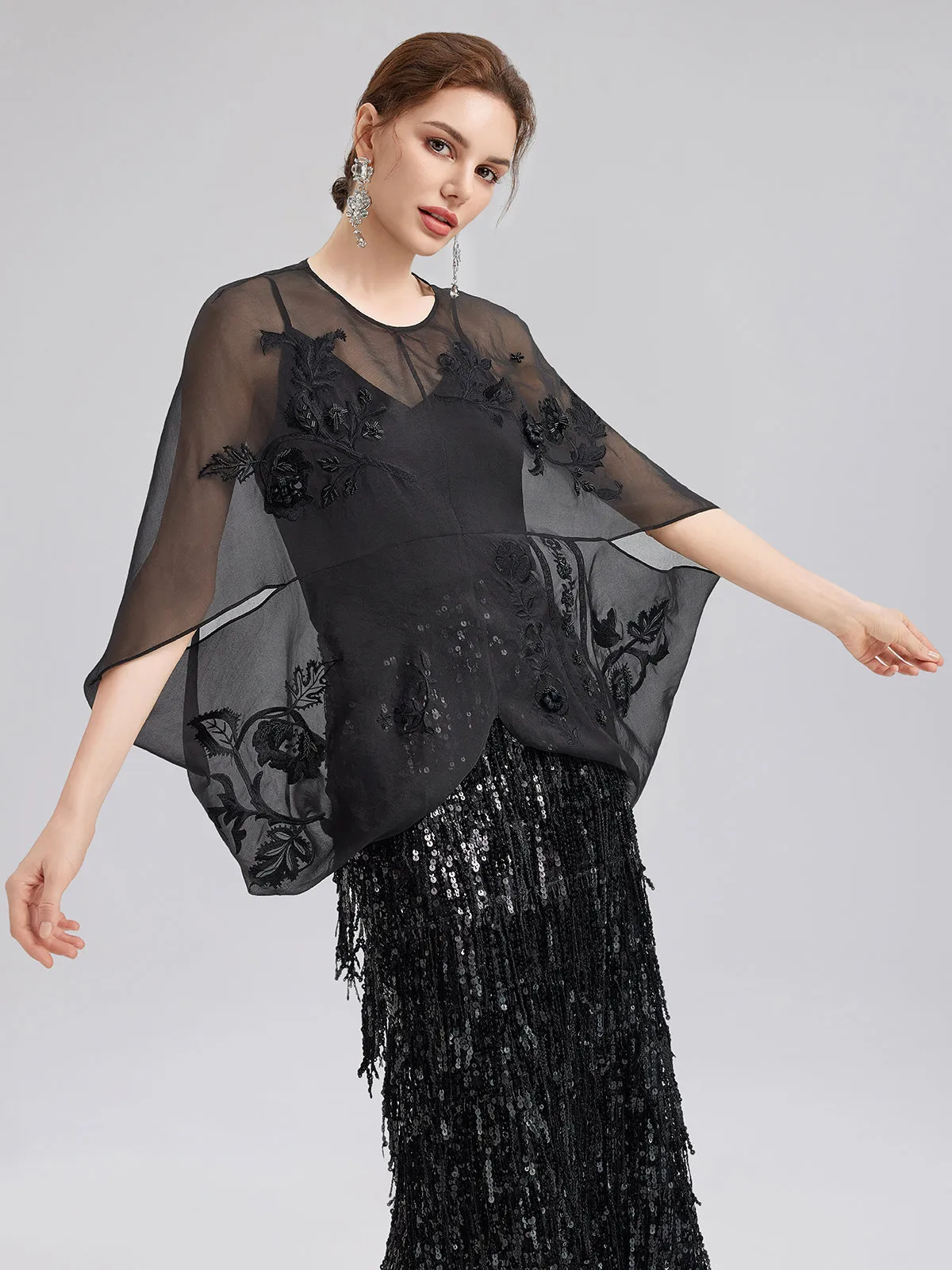 Luxe Sensual Sheer Silk Embroidered Blouse sold by Rich Radi Q's product image thumbnail 3