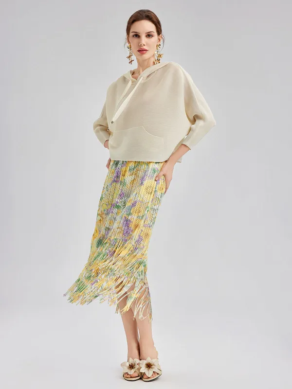 Elegant Floral Pleated Fringe Skirt sold by Rich Radi Q's