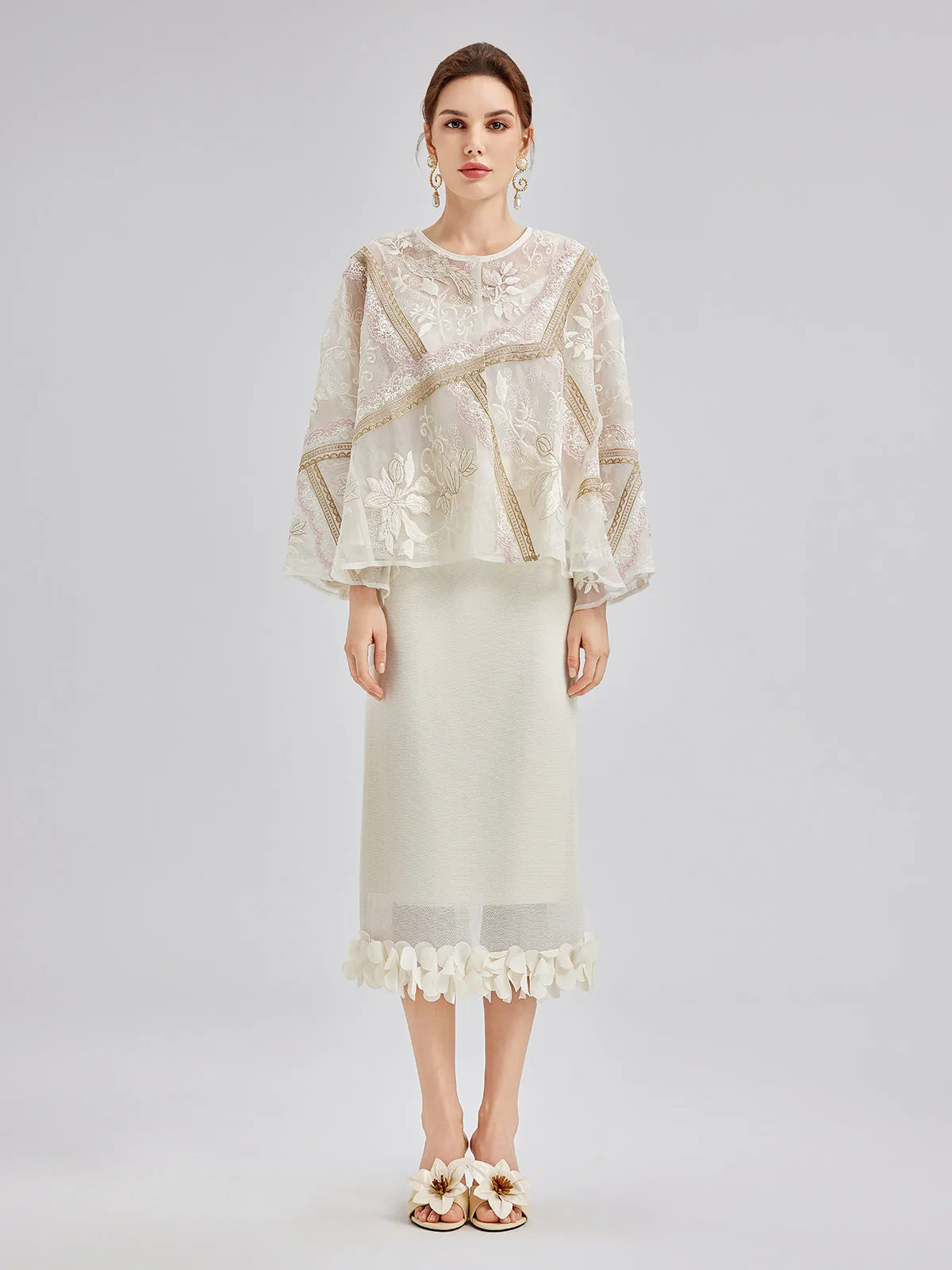 Artistic Geometric Silk Embroidered Cardigan sold by Rich Radi Q's product image thumbnail 3