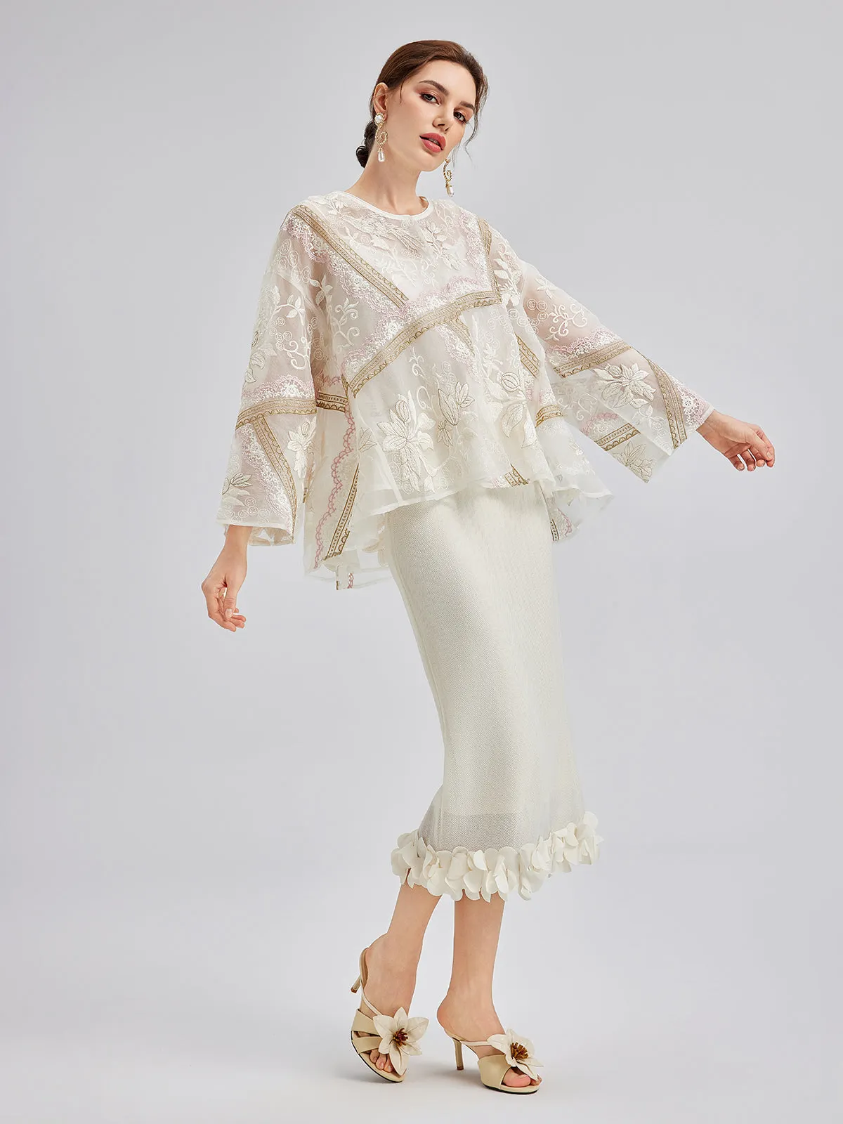 Artistic Geometric Silk Embroidered Cardigan sold by Rich Radi Q's