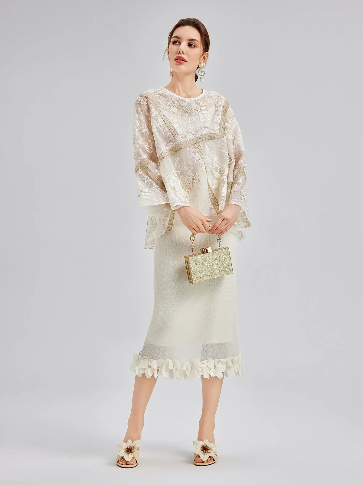 Artistic Geometric Silk Embroidered Cardigan sold by Rich Radi Q's product image thumbnail 2