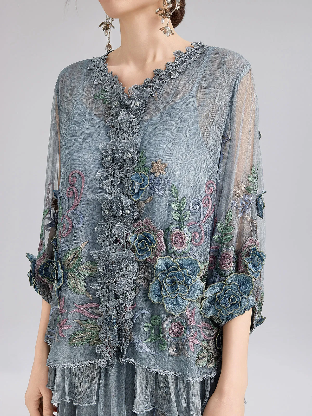 Handcrafted 3D Floral Silk Top sold by Rich Radi Q's product image thumbnail 4