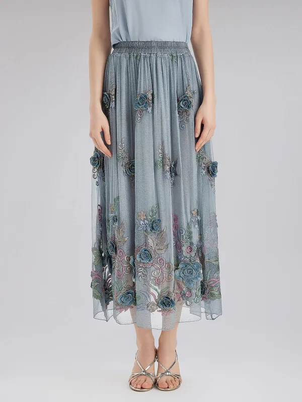 Handcrafted 3D Floral Silk Skirt sold by Rich Radi Q's