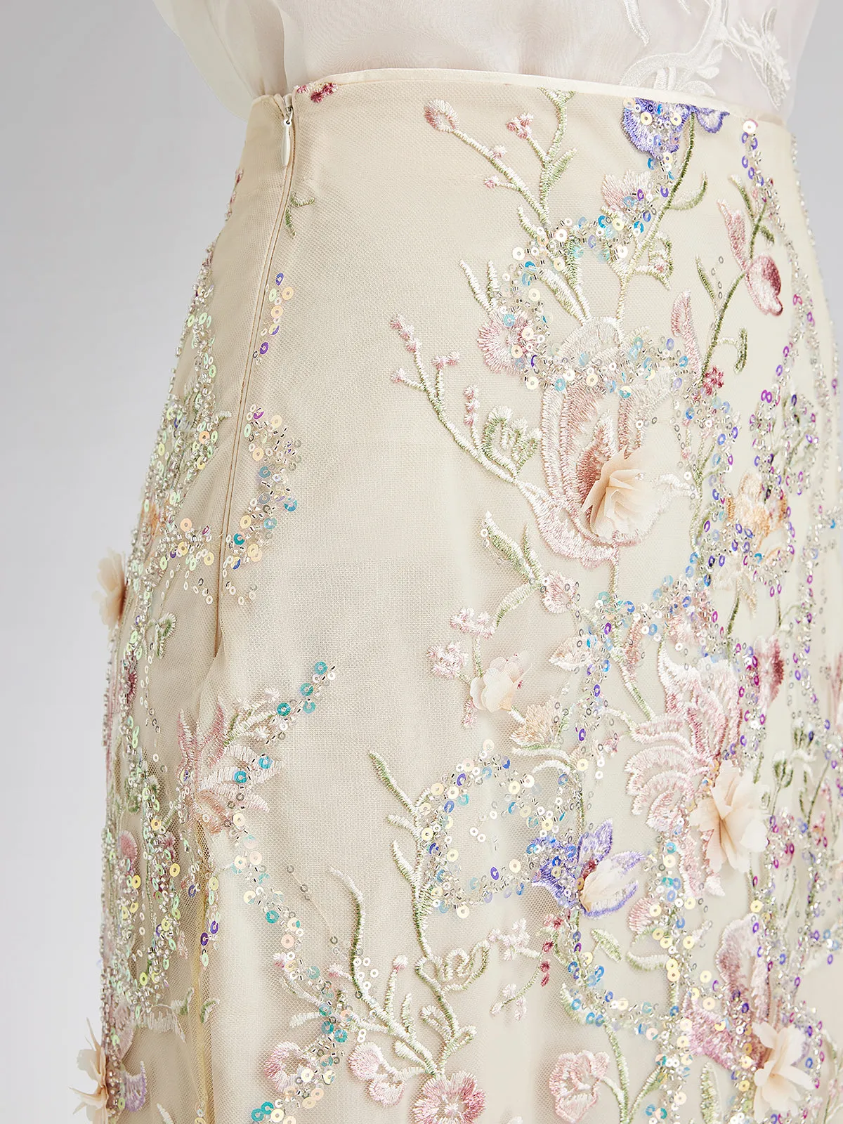 Handcrafted 3D Floral Beaded Embroidered Skirt sold by Rich Radi Q's product image thumbnail 5