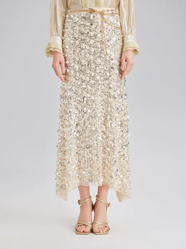 Layered Sequin Mermaid Elastic Waist Skirt sold by Rich Radi Q's