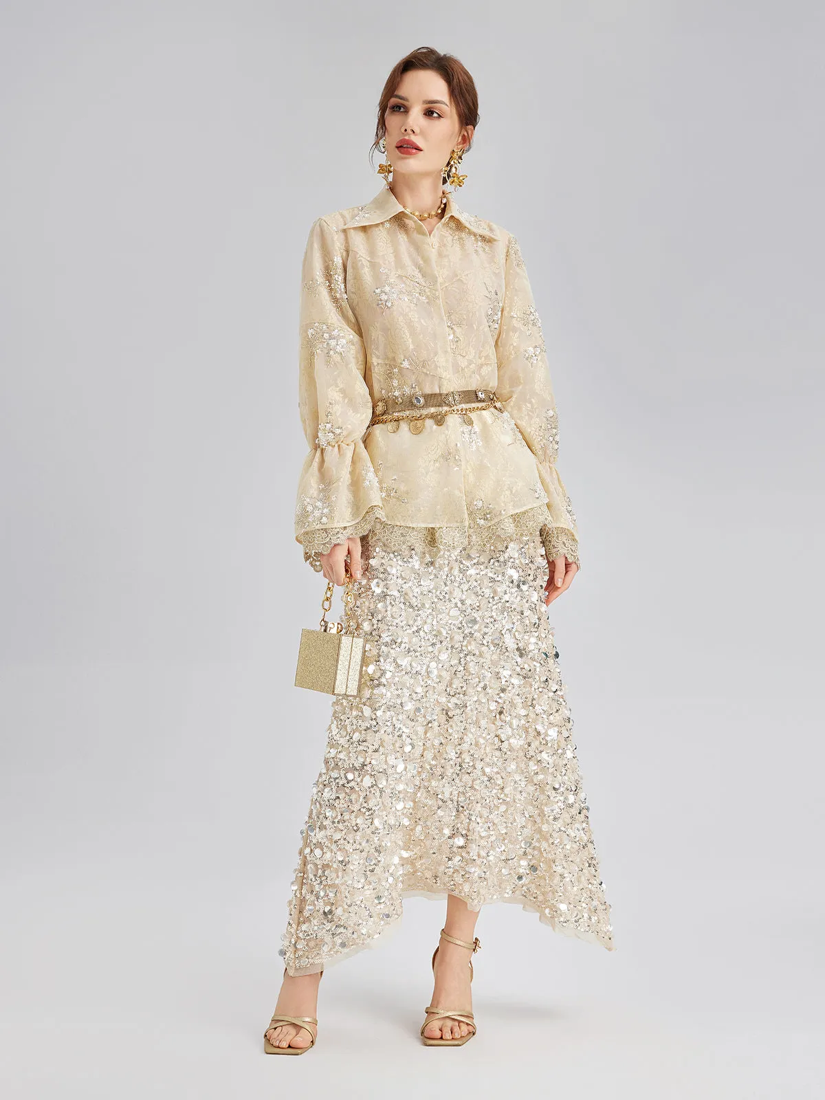 Sequin Bead Embroidered Organza Blouse sold by Rich Radi Q's