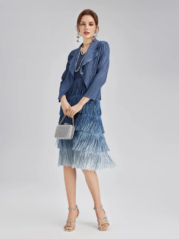 Elegant Pleated Ombre Fringe Dress Set sold by Rich Radi Q's