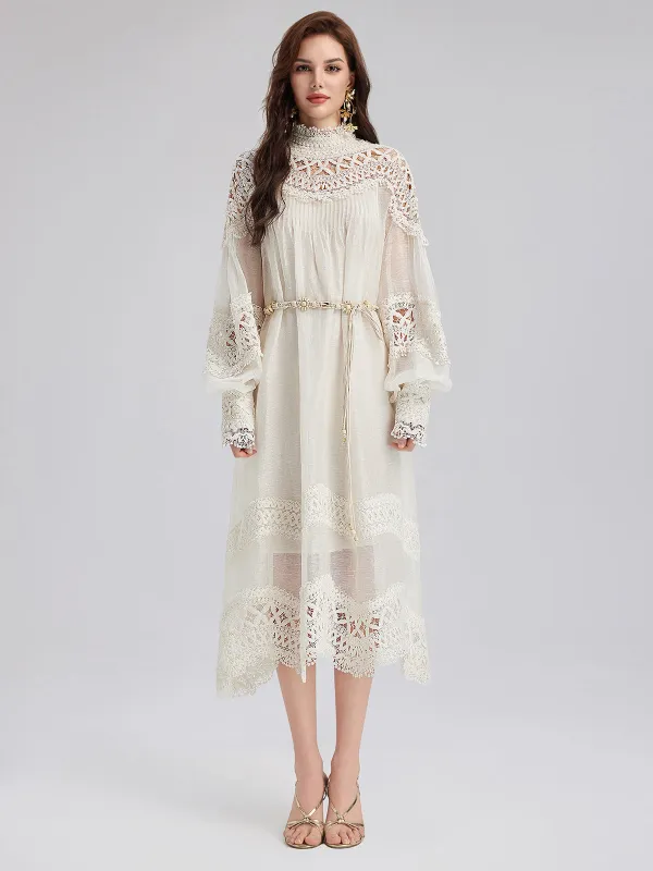 French Linen Openwork Lace Dress sold by Rich Radi Q's