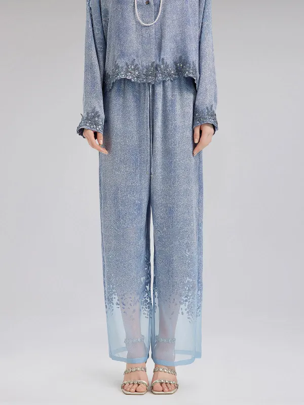 Custom Denim-Effect Gradient Elastic Trousers made by Rich Radi Q's