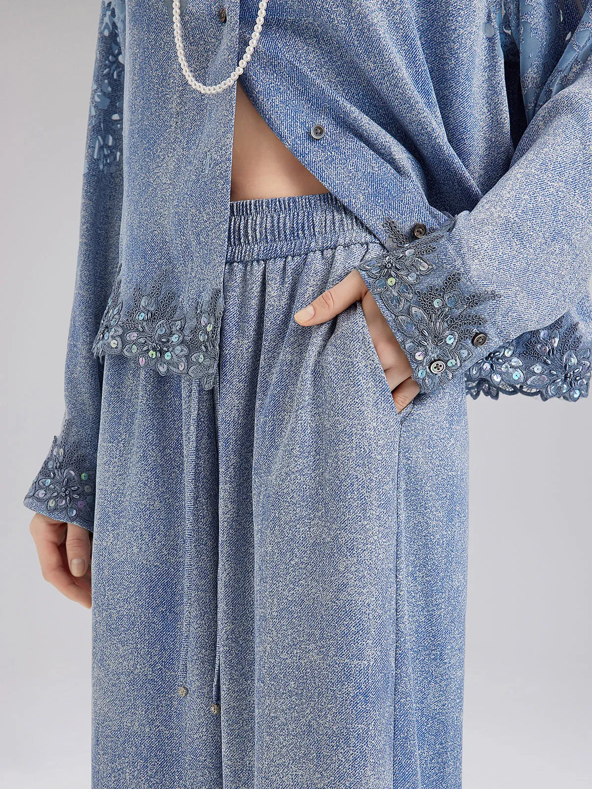 Custom Denim-Effect Gradient Elastic Trousers sold by Rich Radi Q's product image thumbnail 3