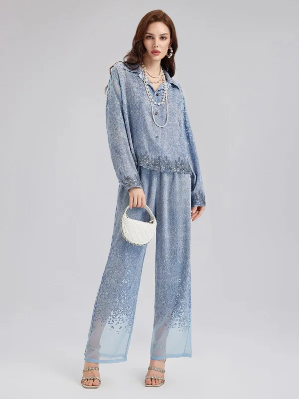 Custom Denim-Effect Gradient Lace Shirt sold by Rich Radi Q's