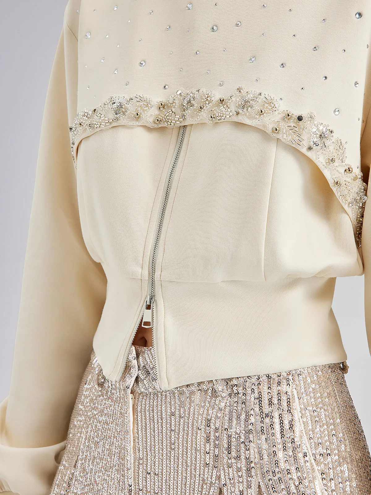 Diamond-Embellished Zipper Vest & Non-hooded Set sold by Rich Radi Q's product image thumbnail 5