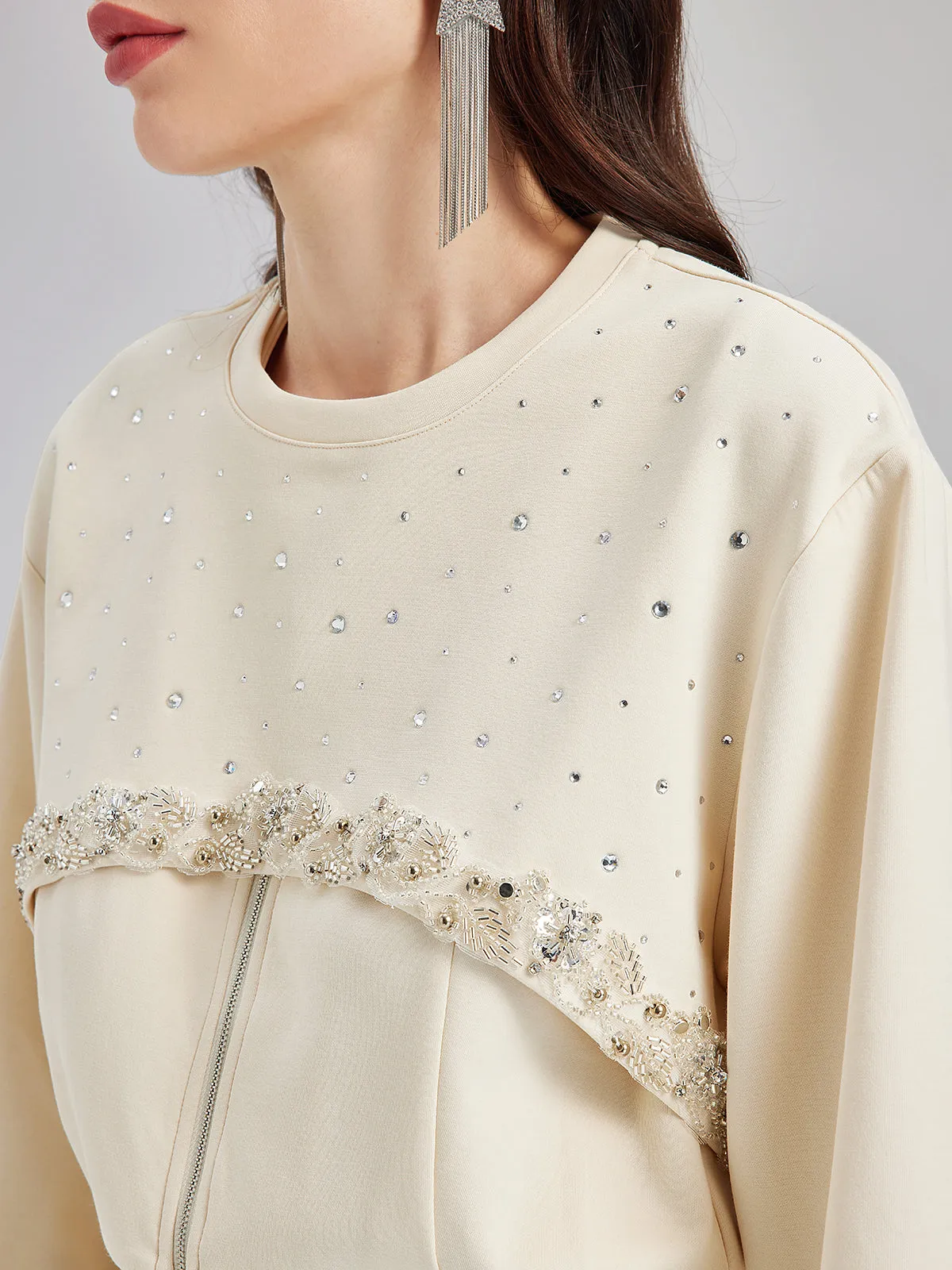 Diamond-Embellished Zipper Vest & Non-hooded Set sold by Rich Radi Q's product image thumbnail 4