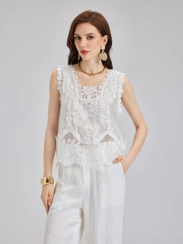 Vintage Eelegant Lace Embroidered Vest sold by Rich Radi Q's