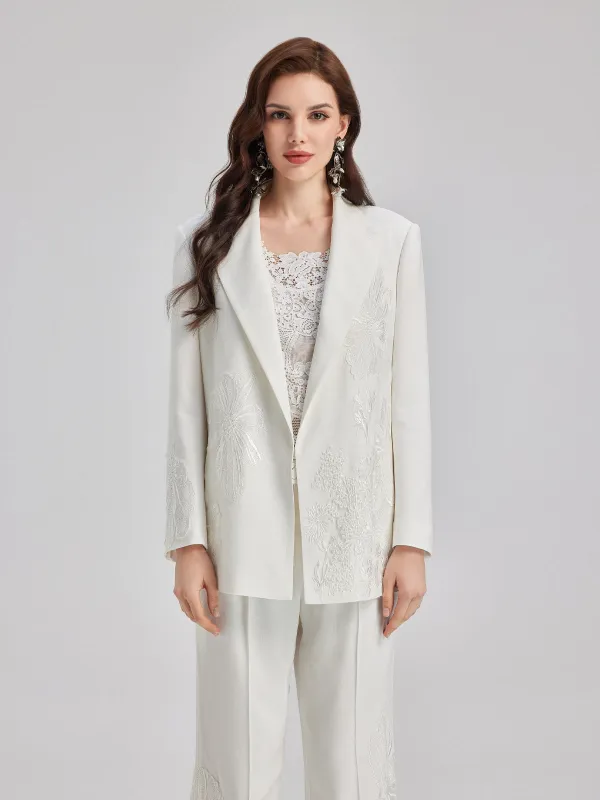 Luxe Floral Embroidered Relaxed Blazer sold by Rich Radi Q's