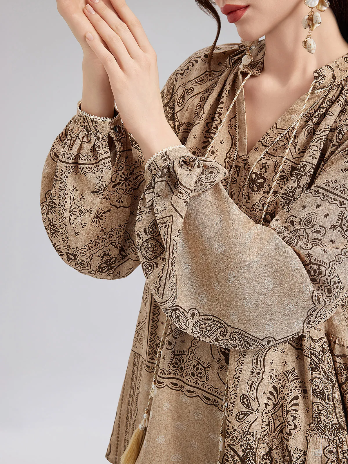 Paisley Cotton-Linen Vacation Relaxed Blouse sold by Rich Radi Q's product image thumbnail 5
