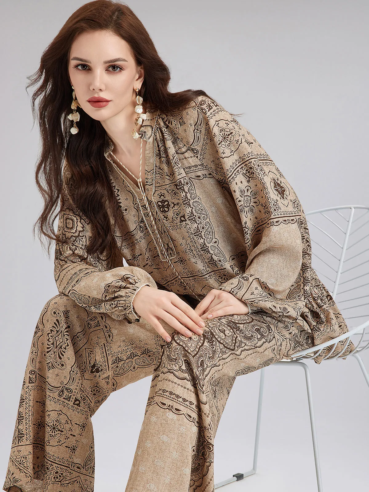 Paisley Cotton-Linen Vacation Relaxed Blouse sold by Rich Radi Q's product image thumbnail 4