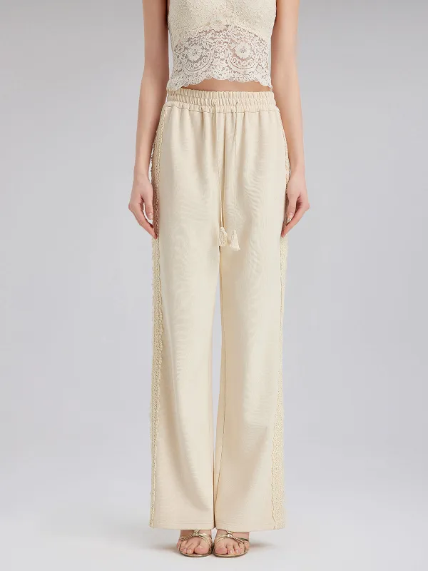 Cotton-Linen Lace Straight Kint Pants sold by Rich Radi Q's