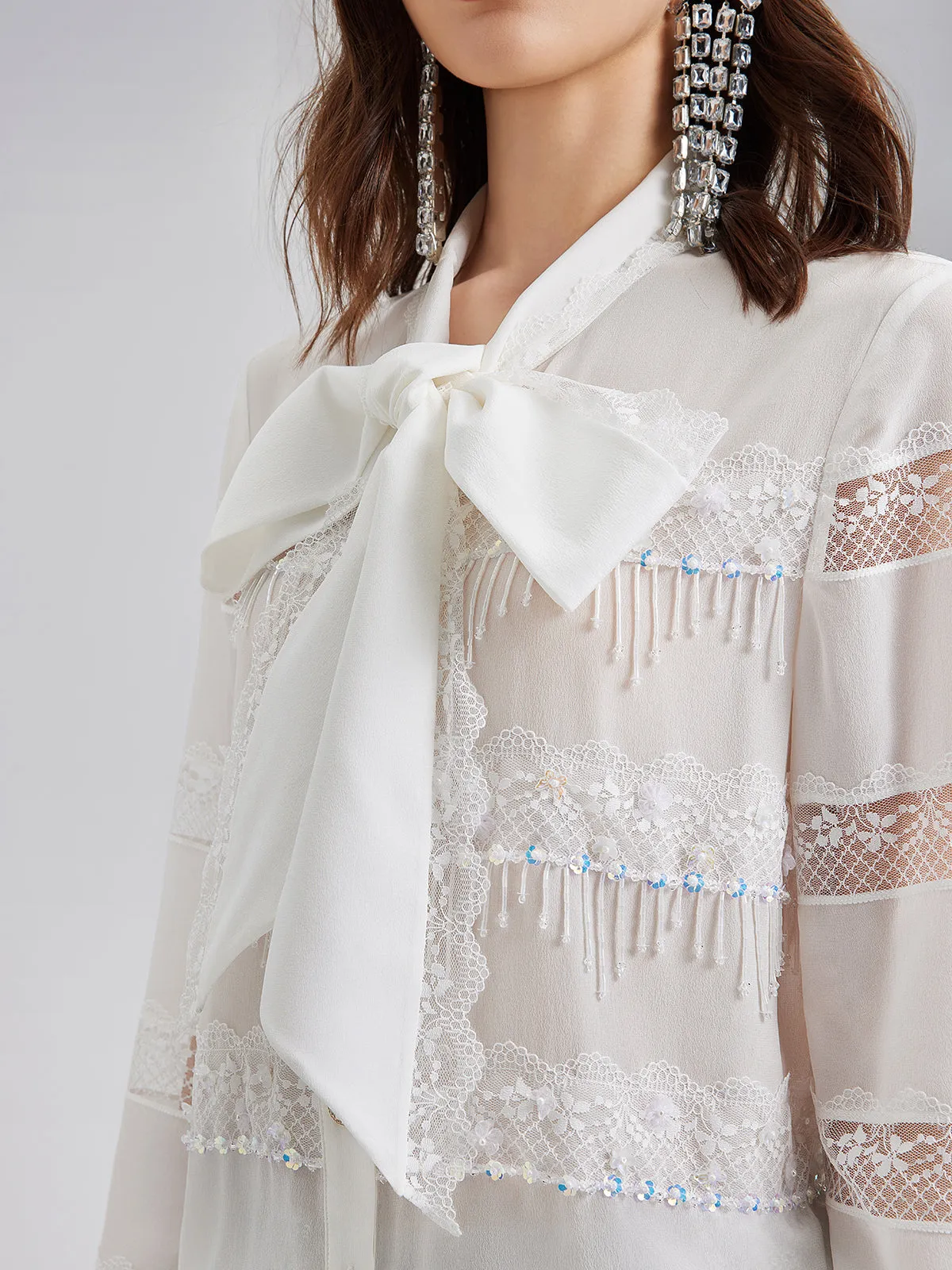 Hand-Beaded Lace Panel Shirt sold by Rich Radi Q's product image thumbnail 5