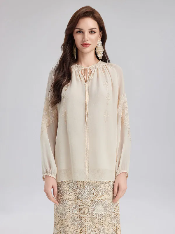 Silk Pleated Embroidered Shirt sold by Rich Radi Q's