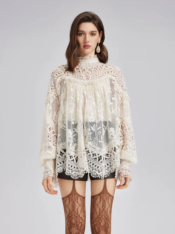 Intricate Lace and Cutout Top sold by Rich Radi Q's