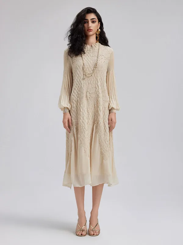Round Neck Pleated Loose Embroidered Dress sold by Rich Radi Q's