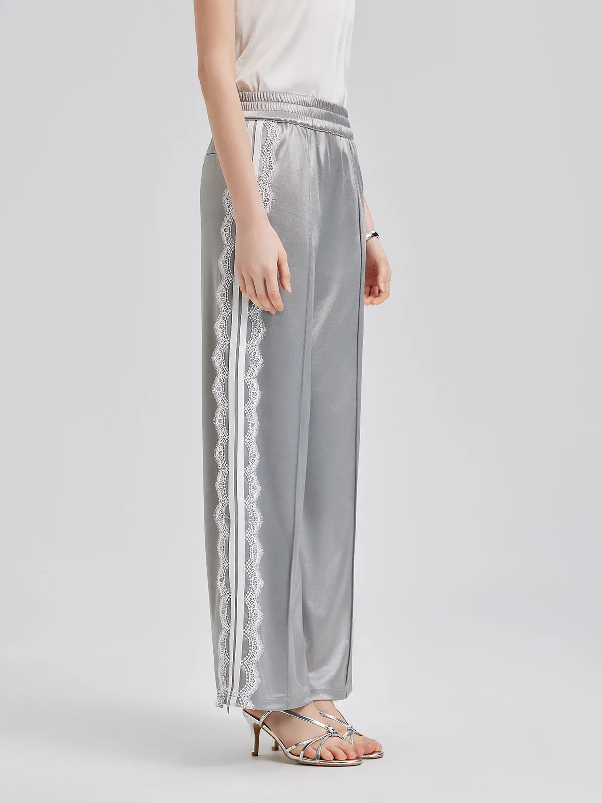 Silver Lace Trim Wide Leg Pants sold by Rich Radi Q's product image thumbnail 5
