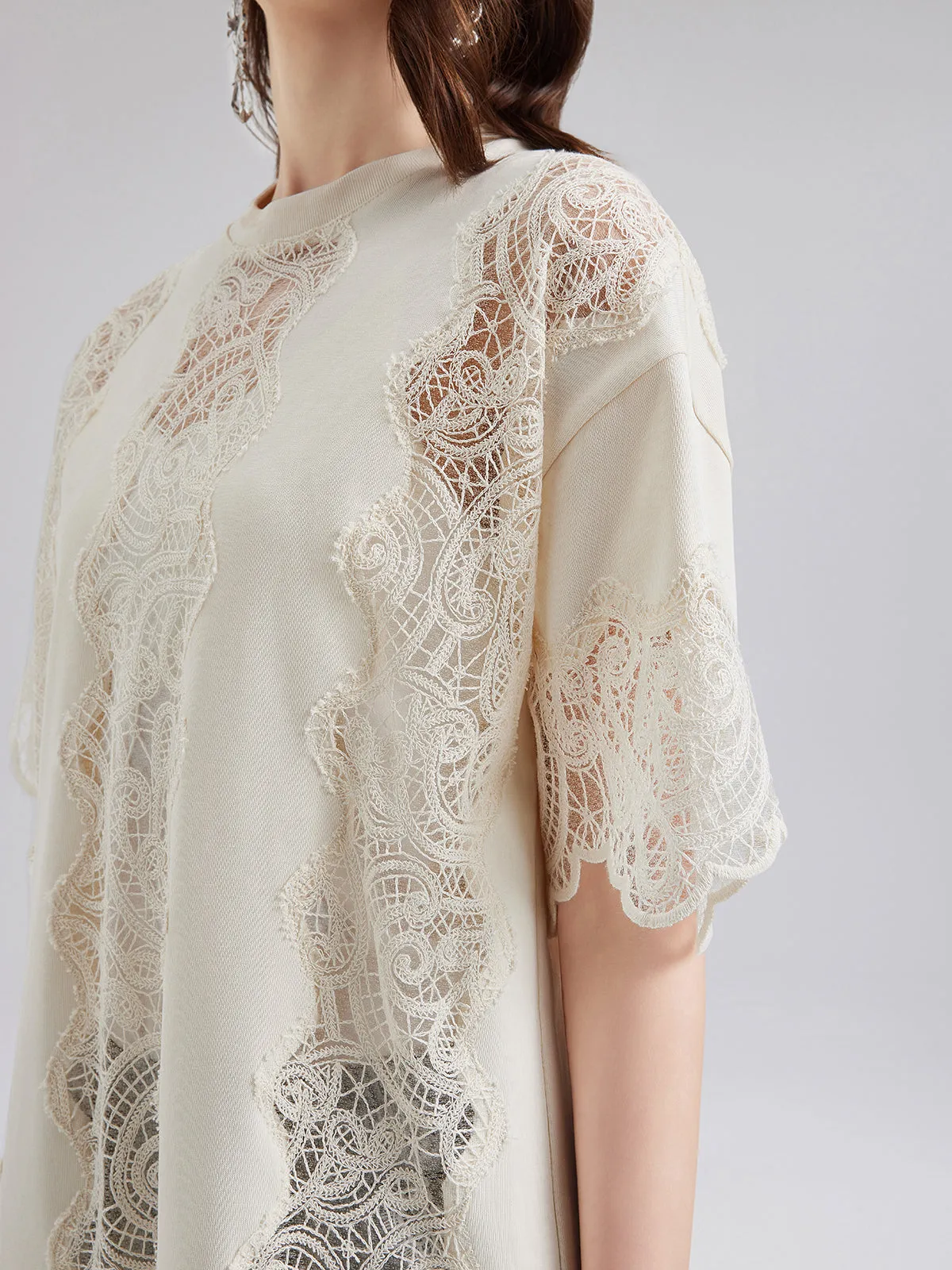 Elegant Cotton Lace-Trimmed T-Shirt sold by Rich Radi Q's product image thumbnail 4