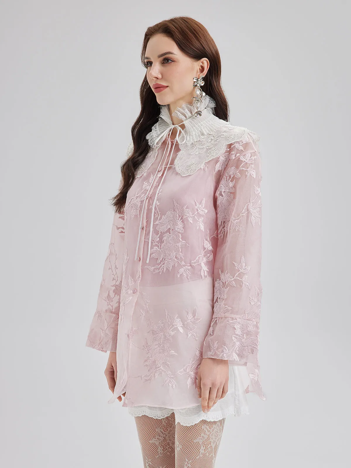 Embroidered Organza Sheer Blouse sold by Rich Radi Q's product image thumbnail 2