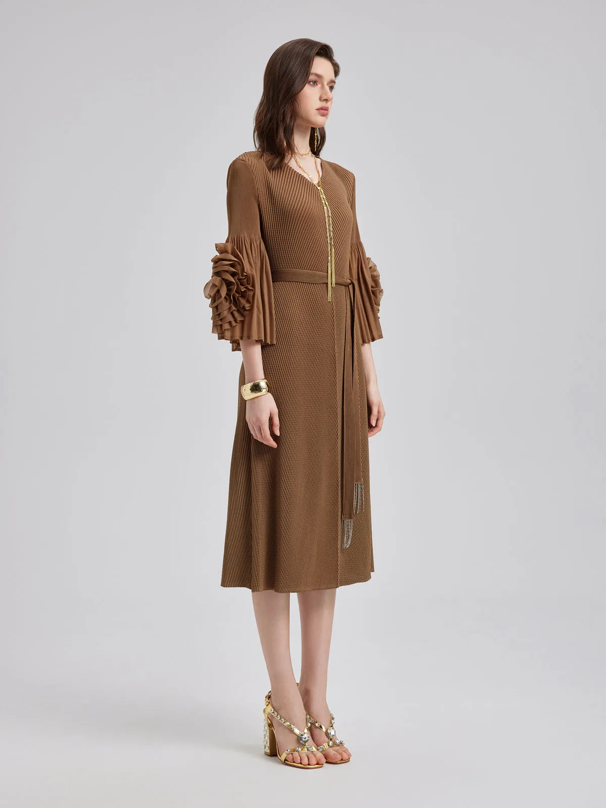 Textured V-Neck Maxi Dress with Belt sold by Rich Radi Q's product image thumbnail 3