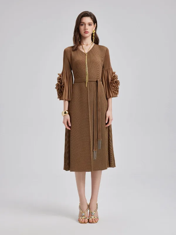 Textured V-Neck Maxi Dress with Belt sold by Rich Radi Q's