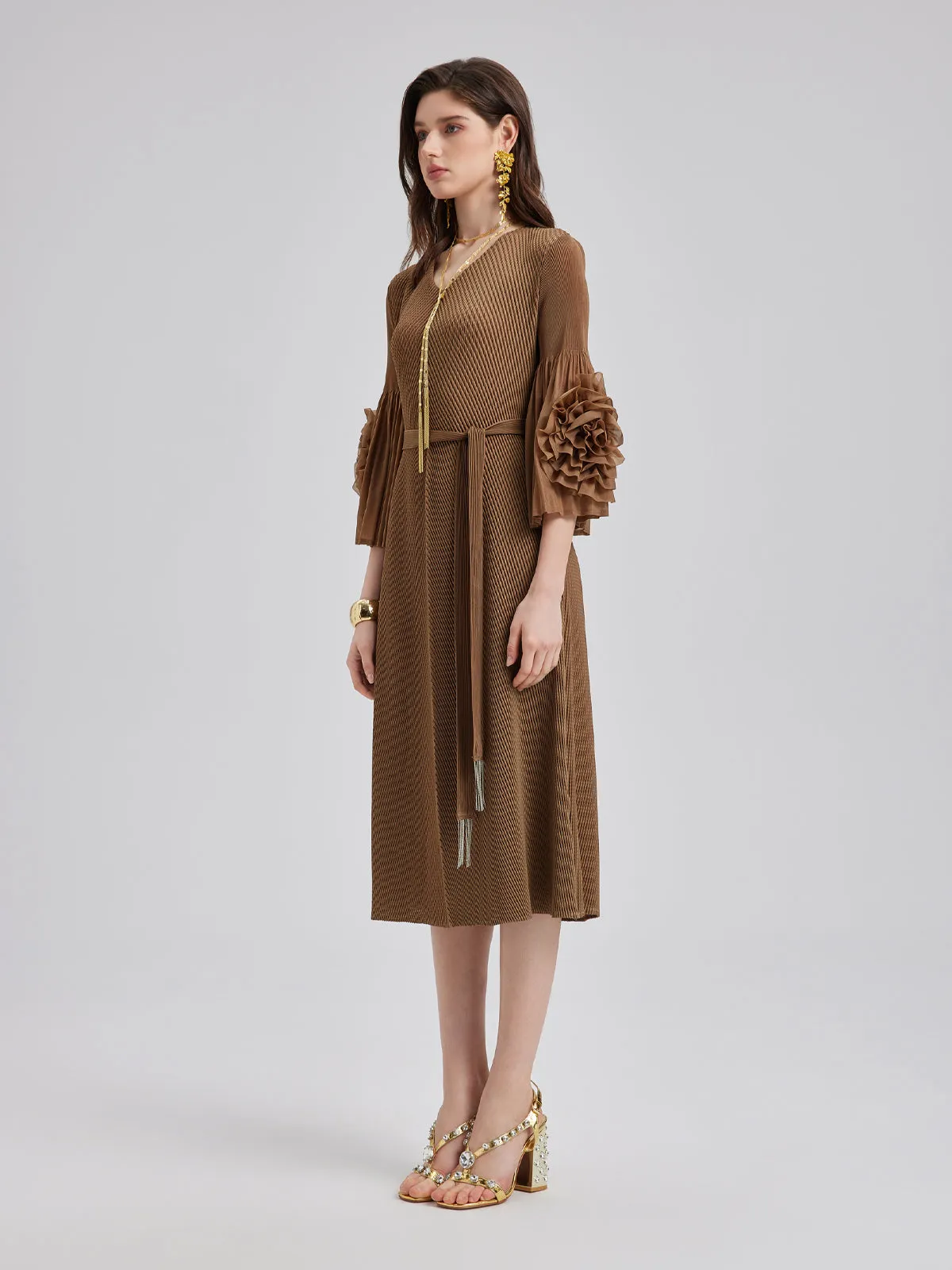 Textured V-Neck Maxi Dress with Belt sold by Rich Radi Q's product image thumbnail 2