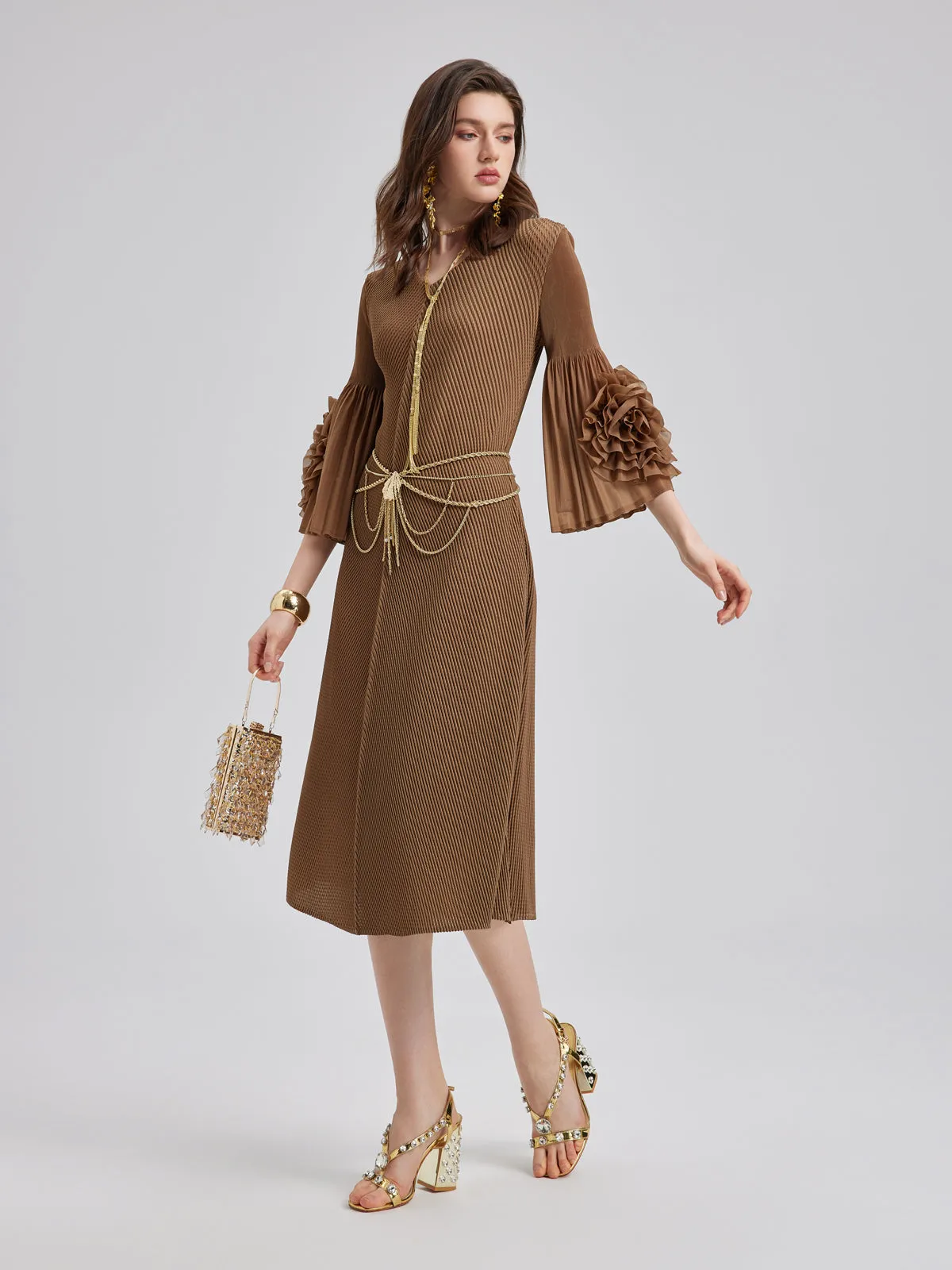 Textured V-Neck Maxi Dress with Belt sold by Rich Radi Q's product image thumbnail 5