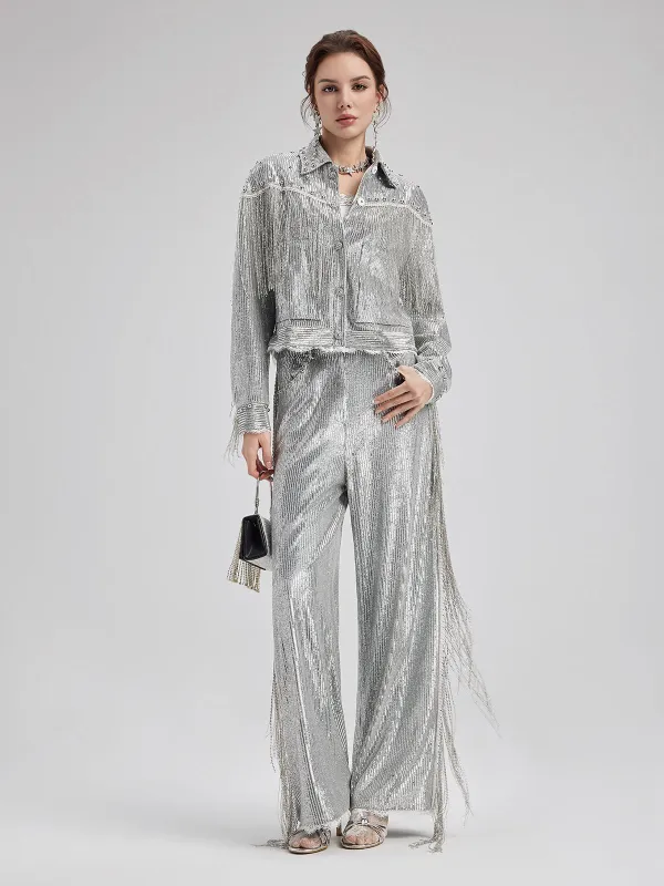 Sequin Lace Tassel Beaded Top sold by Rich Radi Q's