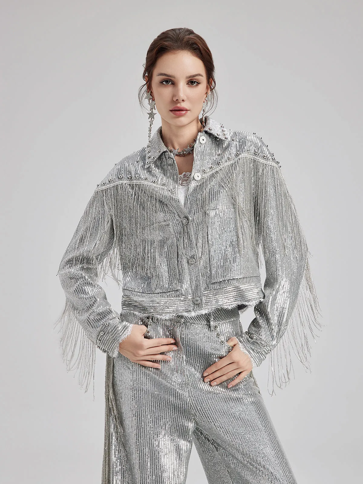 Sequin Lace Tassel Beaded Top sold by Rich Radi Q's product image thumbnail 2