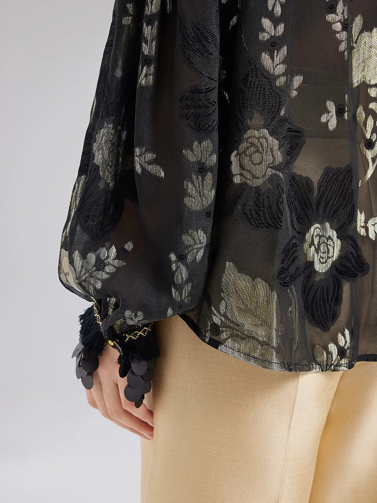 Court-Style Ruffled Silk Blouse sold by Rich Radi Q's product image thumbnail 4