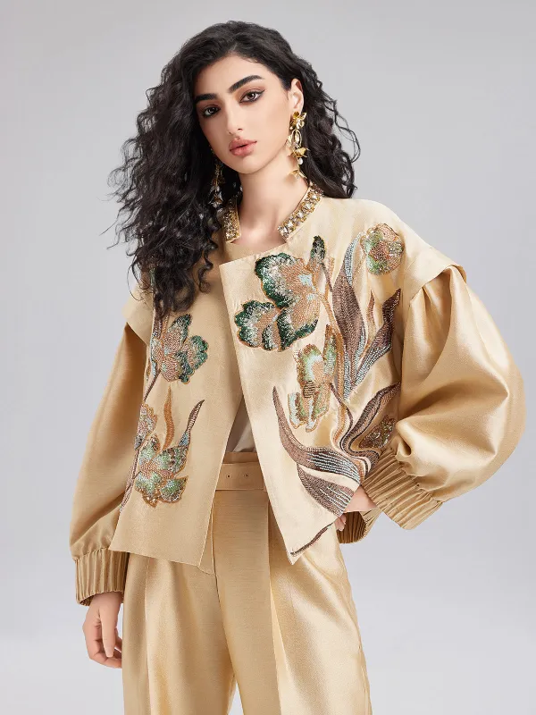 Luxe Minimalist Sequin Embroidered Jacket sold by Rich Radi Q's