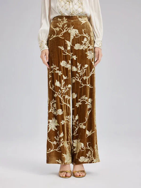 Gold Silk Foil Velvet Trousers (No Belt) sold by Rich Radi Q's