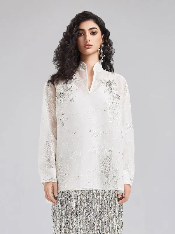 Modern Chinese Embroidered Stand Collar Top sold by Rich Radi Q's