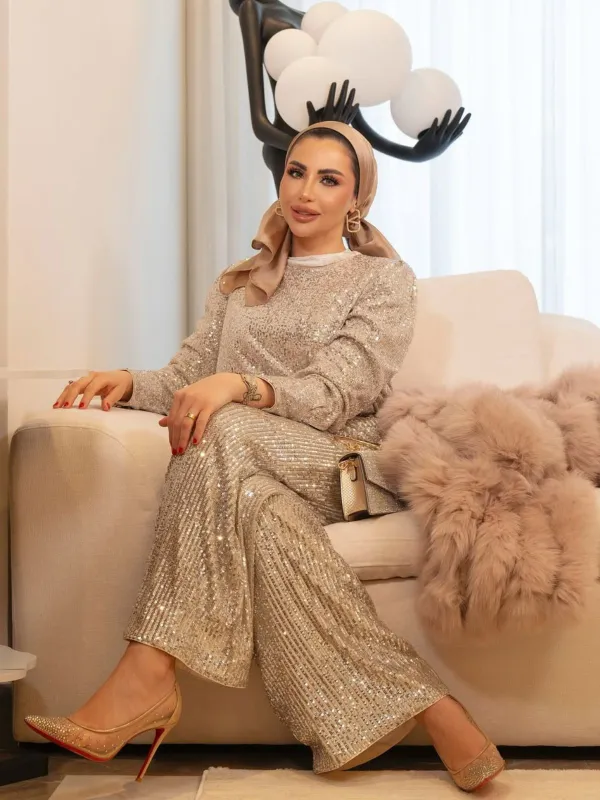 Light Luxury Sequin Wide-Leg Pants - Star Queen sold by Rich Radi Q's