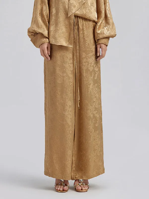 Gold Jacquard Wide Elastic Waist Pants sold by Rich Radi Q's